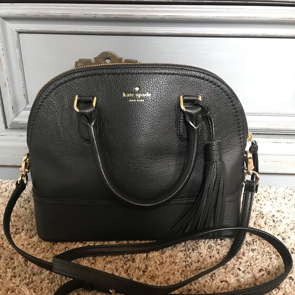 kate spade Black Pebbled Leather Crossbody Satchel